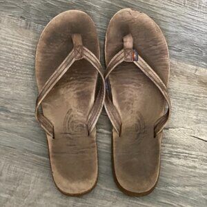 Rainbow Narrow Strap Sandal Sierra Brown Beige Leather / Size M- Women's 7.5